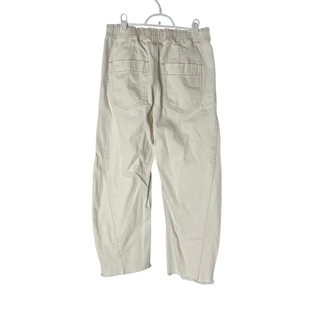 Free People We The Free Extreme Barrel Jeans Cream Off White Wide Leg Cotton